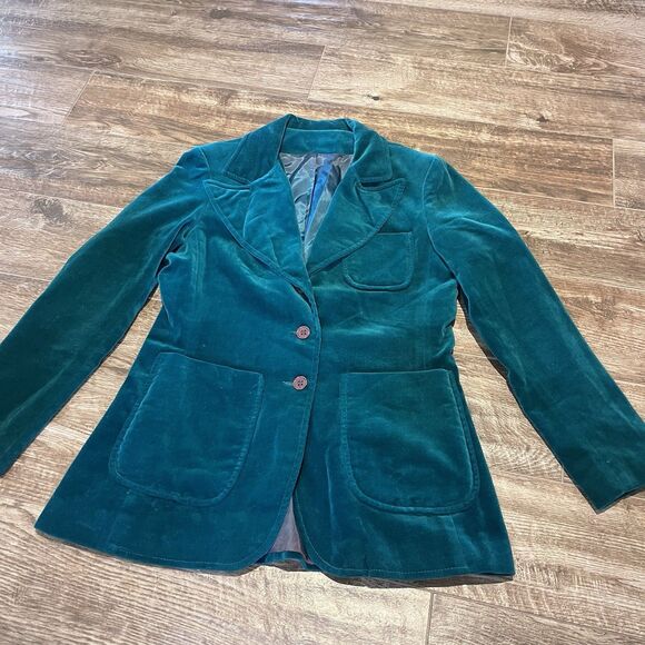 Mark Hober Jackets & Blazers - VIntage Blazer Womens 7/8 Green Velvet Mark Hober 70s Prep Royal Irish Christmas